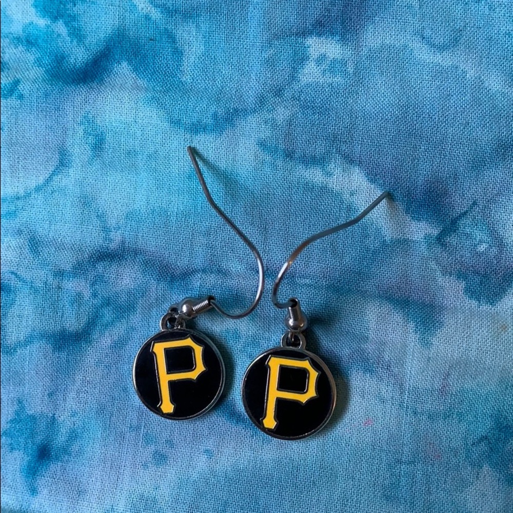 Pirates baseball dangly earings